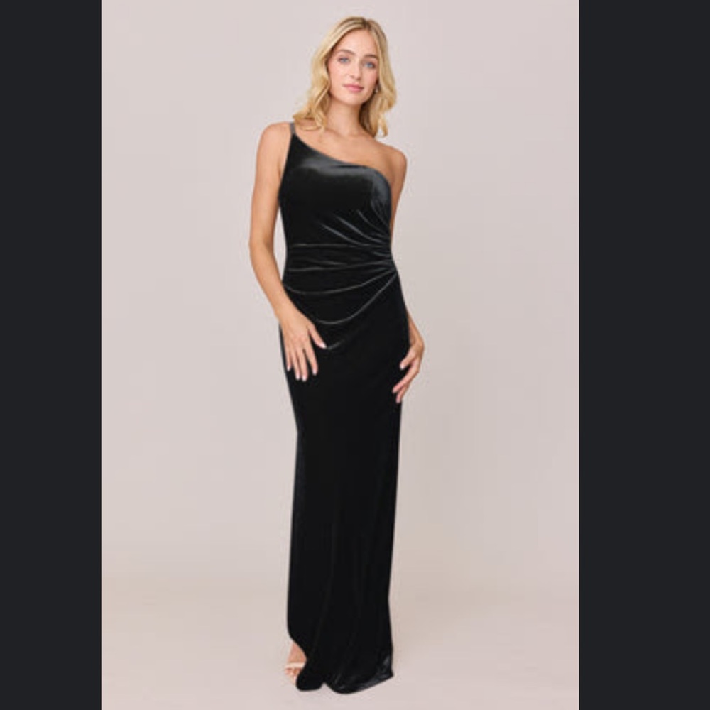 Revelry Black One Shoulder Velvet Dress